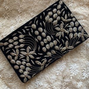 Velvet beaded vintage clutch purse